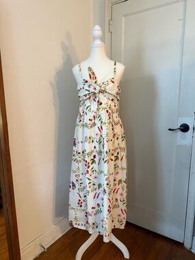 Old Navy Fit & Flare Floral Tie-Front White Maxi Dress NWT